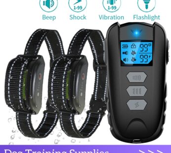 1000ft Electric Dog Training Collar Pet Remote Control Barkproof Collars for Dogs Vibration Sound Shock Rechargeable Waterproof