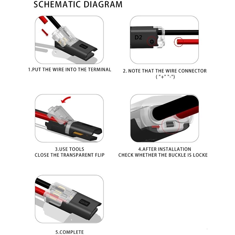 10PCS Fast Pluggable Wire Connector 2Pin Splice Electrical Cable Crimp Terminals For Wires Wiring LED Car Connectors 22-20AWG - Image 2