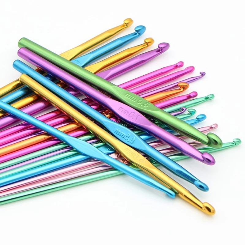 14 Sizes 2-10mm Multicolor Aluminum Handle Crochet Hooks for Crocheting, , Knitting Needles for Yarn Craft, - Image 3