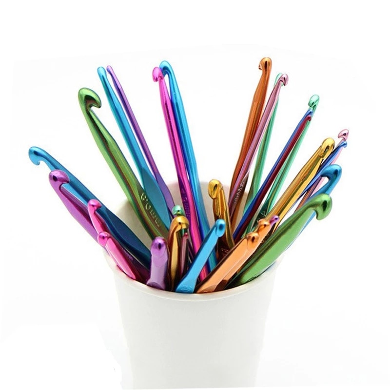 14 Sizes 2-10mm Multicolor Aluminum Handle Crochet Hooks for Crocheting, , Knitting Needles for Yarn Craft, - Image 4