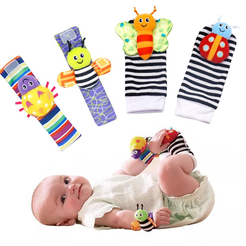 1PCS Baby Rattle Toys Baby Watch Strap Animals Wrist Rattle Foot Finder Socks 0~12 Months for Infant Boy Girl Newborn Gift