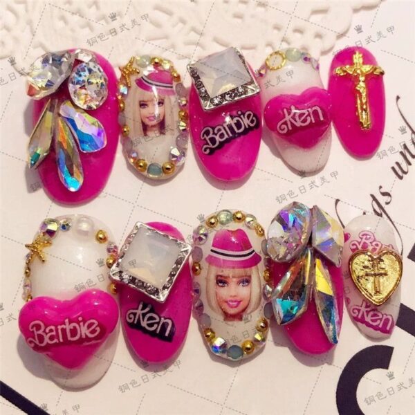 1Pc Kawaii Barbie Nail Stickers Anime Cartoon Girls Diy Waterproof Manicure Nail Art Accessories Princess Nails Decals Gifts Toy - Image 5