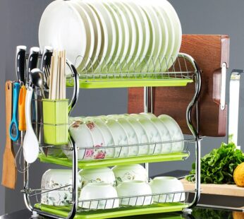 2/3 Tiers Dish Drainer Glasses Holder Drying Racks with Tray Basket Plate Cutting Board Knife Holder Home Kitchen Sink Organizer