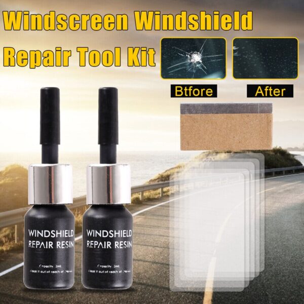 2pcs Automotive Glass Nano Repair Fluid Car Windshield Resin Crack Tool-Kit Scratch Repair Agent Set - Image 2