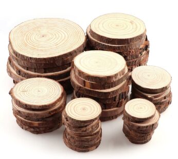 3-12cm Thick 1 Pack Natural Pine Round Unfinished Wood Slices Circles With Tree Bark Log Discs DIY Crafts Wedding Party Painting