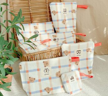 7pcs/set Baby Diaper Bag Canvas Portable Mommy Bag for Newborn Baby Items Nappy Caddy Bag Multifunctional Travel Cosmetic Bags