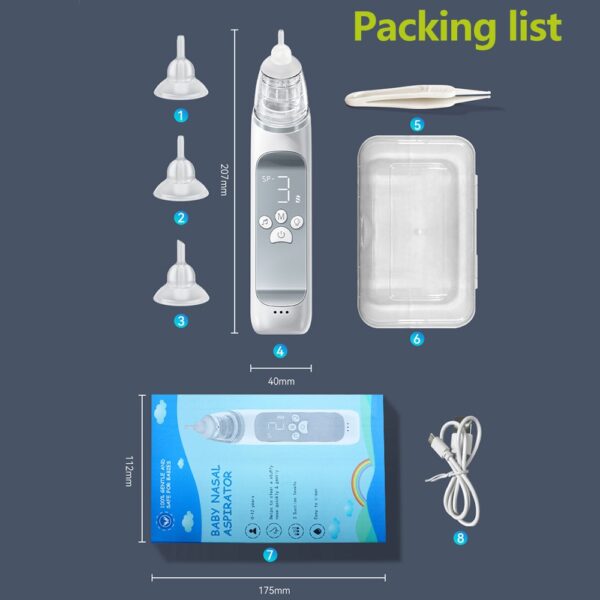 Baby Electric Nasal Aspirator Nose Suction Device with Food Grade Silicone Mouthpiece 3 Suction Modes and Soothing Music - Image 6