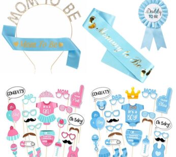 Baby Shower Decoration Mommy To Be Dad To Be Blue/pink Badge Shoulder Strap Sash Set Baby Gender Reveal Gifts Birthday Supplies