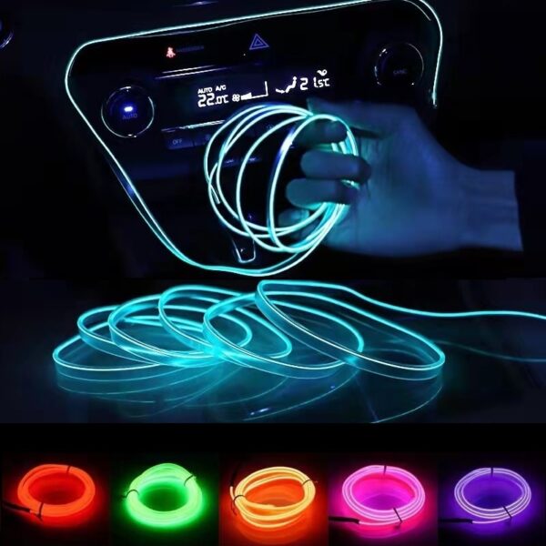 Car Environment El Wire LED USB Flexible Neon Interior Lights Assembly RGB Light For Automotive Decoration Lighting Accessories