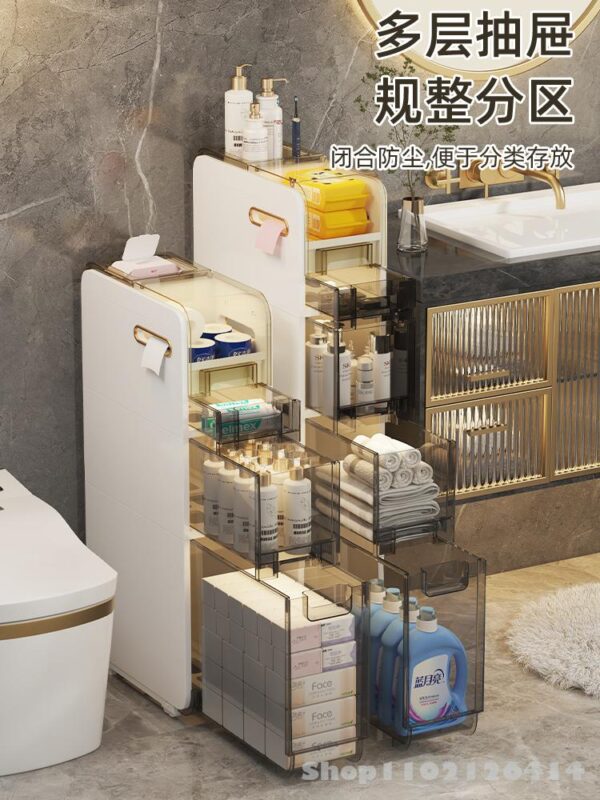 Crack Storage Rack Home Kitchen Floor-to-ceiling Multi-layer Ultra-narrow Bathroom Bathroom Cabinet Washstand Storage Trolley