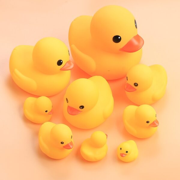 Cute Duck Baby rattle Bath toys Squeeze animal Rubber toy duck BB Bathing water toy Race Squeaky Rubber yellow Duck Classic Toys - Image 2