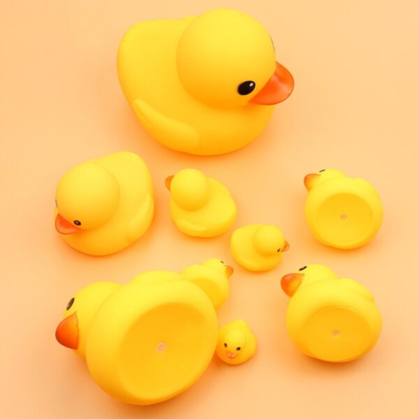 Cute Duck Baby rattle Bath toys Squeeze animal Rubber toy duck BB Bathing water toy Race Squeaky Rubber yellow Duck Classic Toys - Image 3