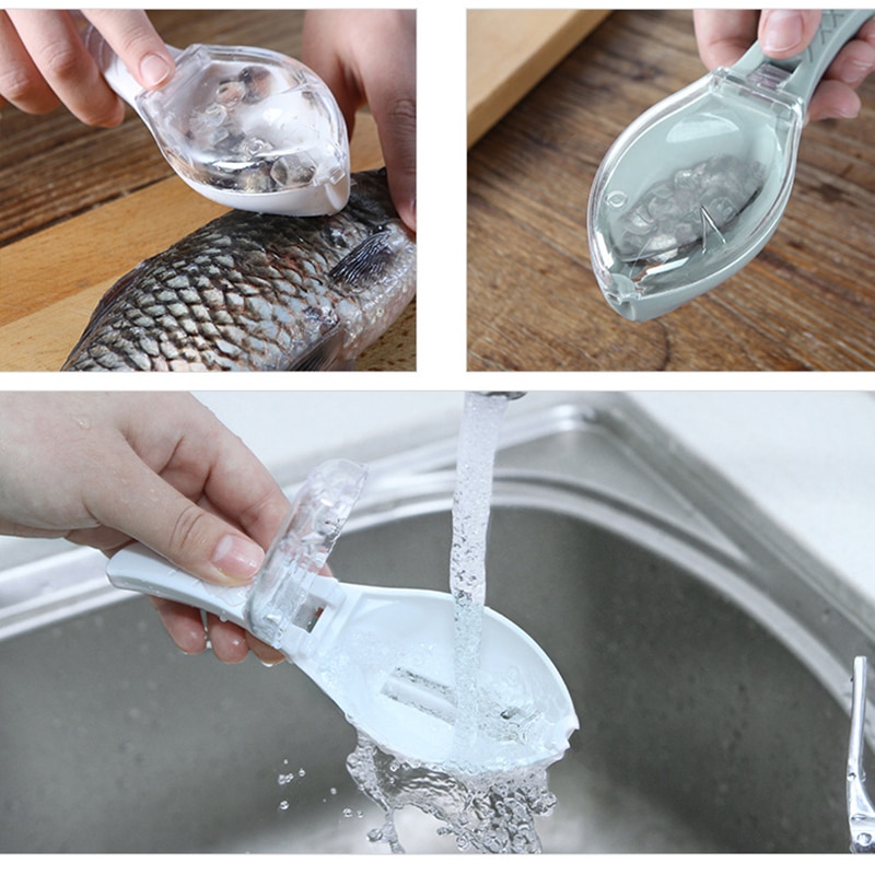 Fish Scales Graters Scraper Fish Cleaning Tool Scraping Scales Device with Cover Home Kitchen Cooking Fish Tool Kitchen Tools - Image 4