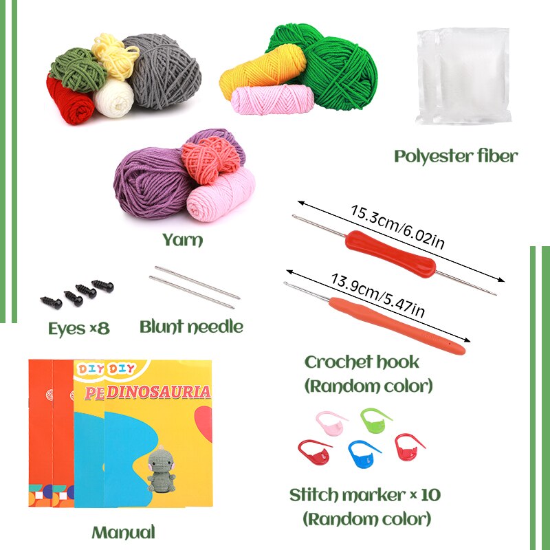 KRABALL Penguin Dinosaur DIY Animal Beginners Kniting Kit for Adults and Kids with Crochet Hook Accessories and Instructions - Image 2