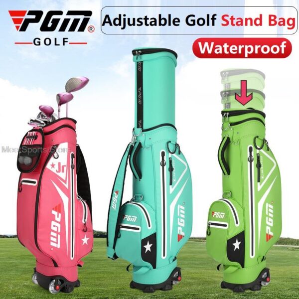 Pgm Golf Cart Bag With Wheel TPU Waterproof Golf Club Bags High Capacity Transit Airbag Children Retractable Durable Sports Pack - Image 2