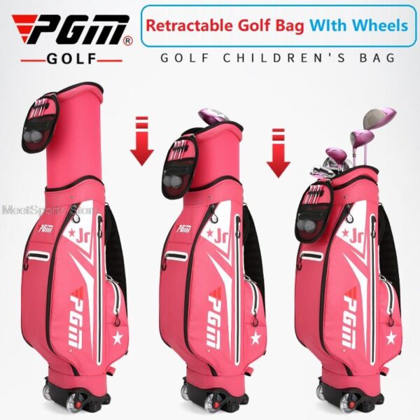 Pgm Golf Cart Bag With Wheel TPU Waterproof Golf Club Bags High Capacity Transit Airbag Children Retractable Durable Sports Pack - Image 4