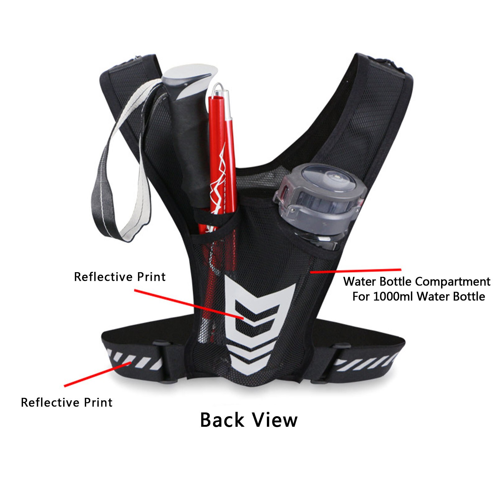 Reflective Running Backpack Lightweight Sport Running Vest Mobile Phone Cards Bag for Trail Running-Ultra-Light 1L Water Bag - Image 5