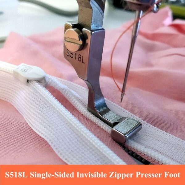 #S518L/T168 Random Industrial Sewing Machine Lockstitch Flat Steel Single-Sided Invisible Zipper Presser Foot