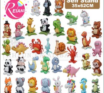 Selfstand 3D Animal Fox Koala Lion Elephant Panda Cow Animal Boy Foil Balloons Birthday Party Baby Shower Decorations Kids Toys