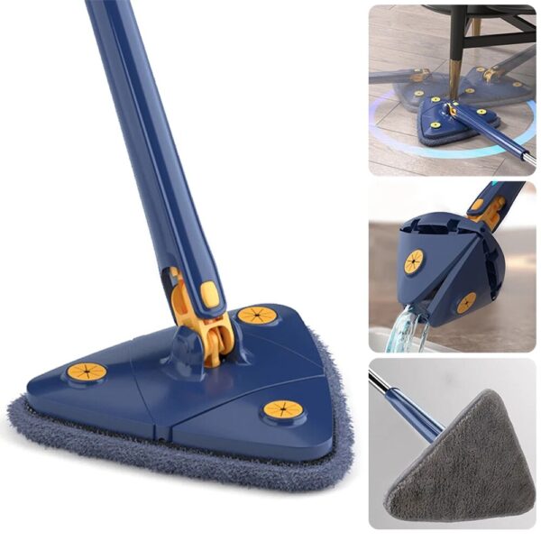 Telescopic Triangle Mop Self-wringing Triangle Extended Mop Floor Squeeze Free Hand Washing Lazy Tool Rotate Household Cleaning