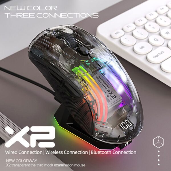 Wireless Gamer Mouse RGB Lighting 3 Modes Electronic Competition Mice Bluetooth-Compatible 5.0/2.4G/USB-C for PC Laptop Desktop - Image 6