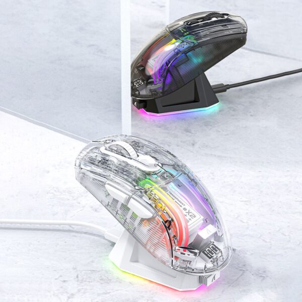 Wireless Portable Mouse Bluetooth-Compatible 5.0/2.4G/USB-C 3 Modes Electronic Competition Mice Transparent for ESports Office