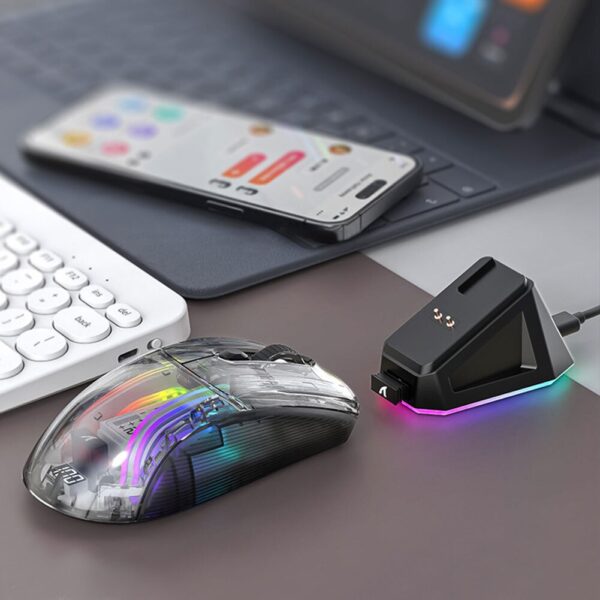 Wireless Wired Mouse Bluetooth-Compatible 5.0/2.4G/USB-C 3 Modes Electronic Competition Mice Transparent for PC Laptop Desktop - Image 3