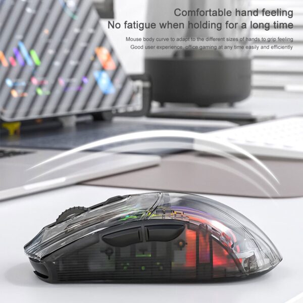 Wireless Wired Mouse Bluetooth-Compatible 5.0/2.4G/USB-C 3 Modes Electronic Competition Mice Transparent for PC Laptop Desktop